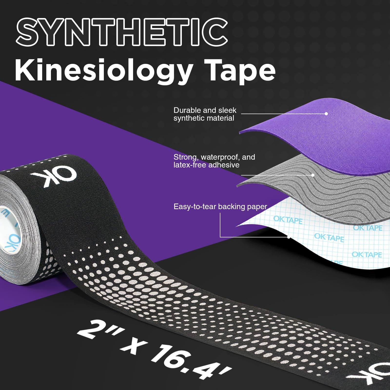 OK TAPE Synthetic Kinesiology Tape, Elastic Physical Therapy Athletic Tape | …