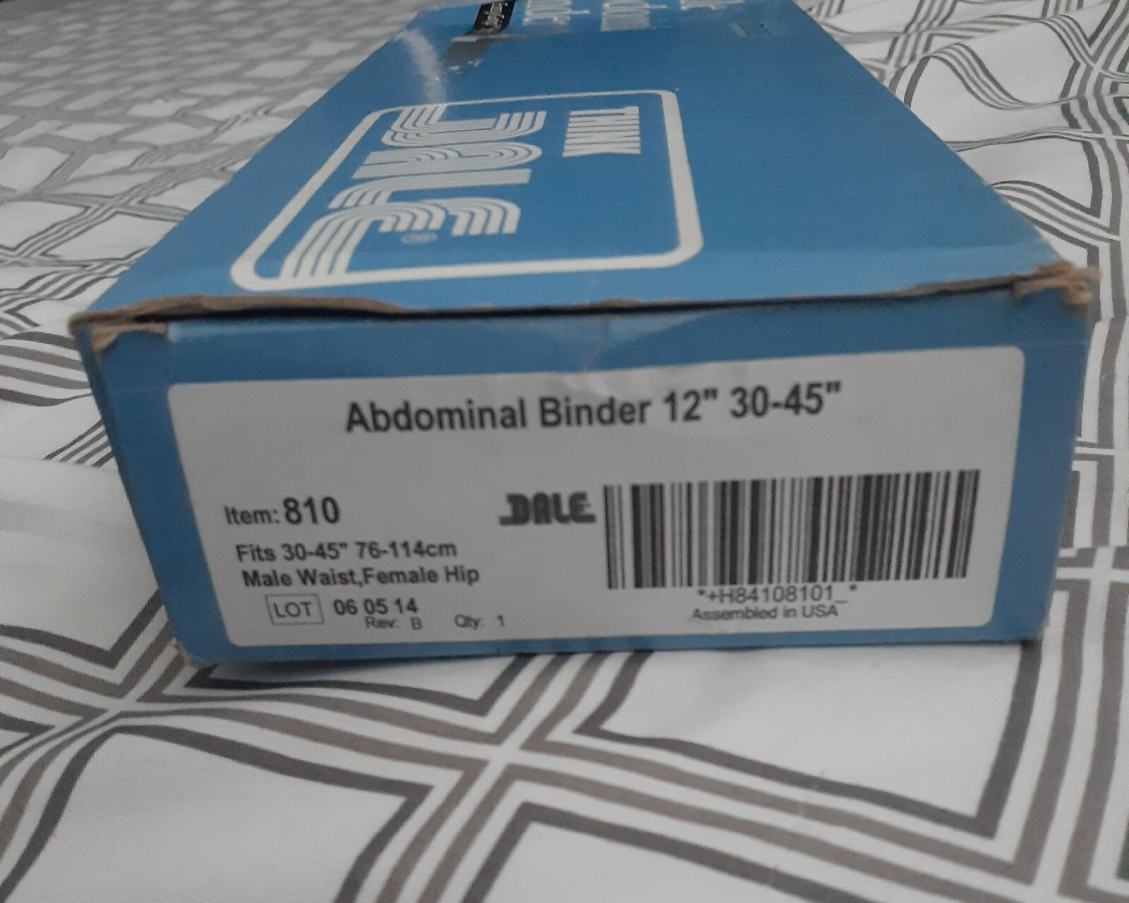 DALE Abdominal Binder White REF 810 Fits 12″ 30-45″ Surgical Relief Pressure LN