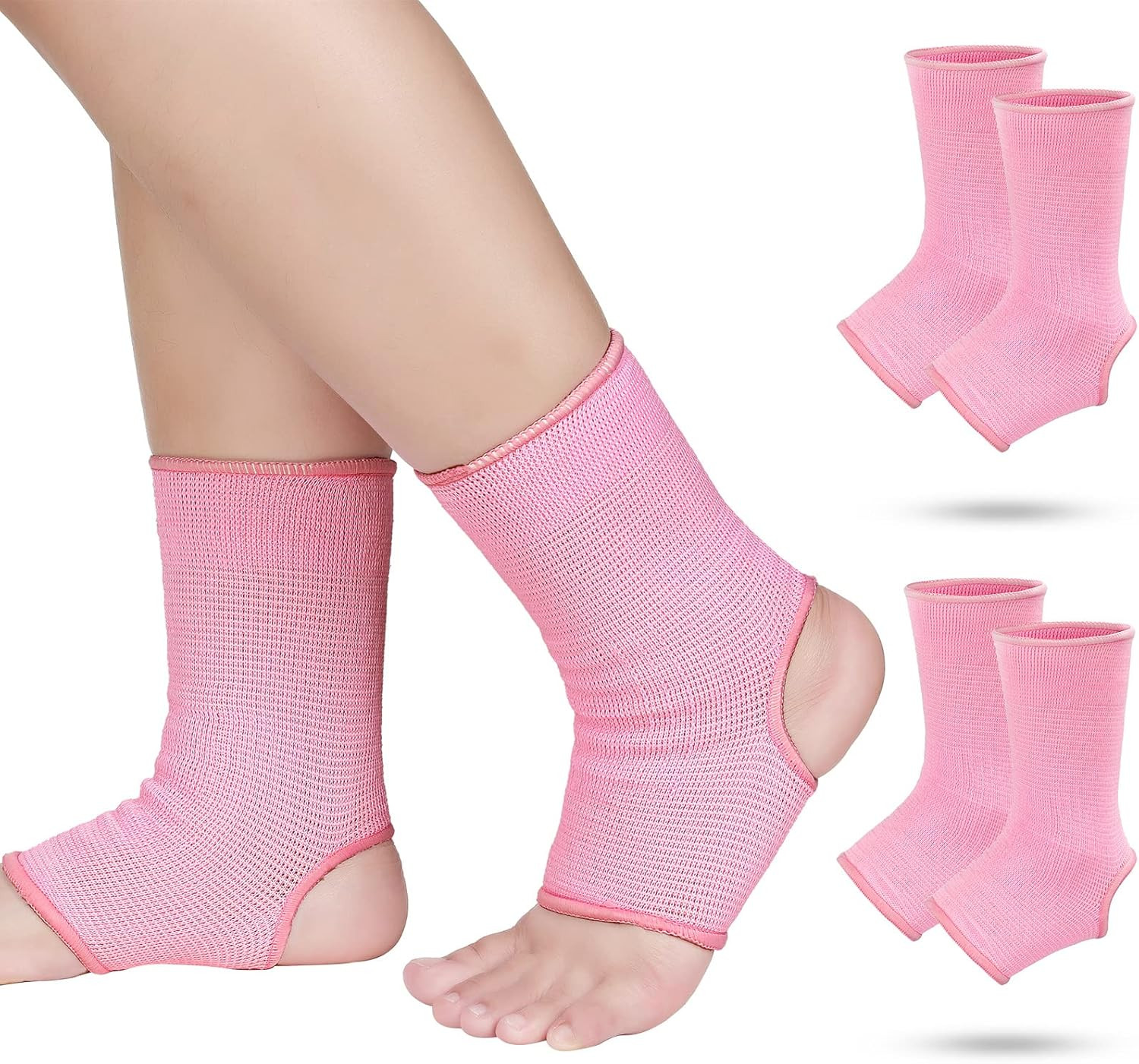 4 Pieces/ 2 Pair Kids Ankle Support Brace Elastic Kids Compression Socks Knitted