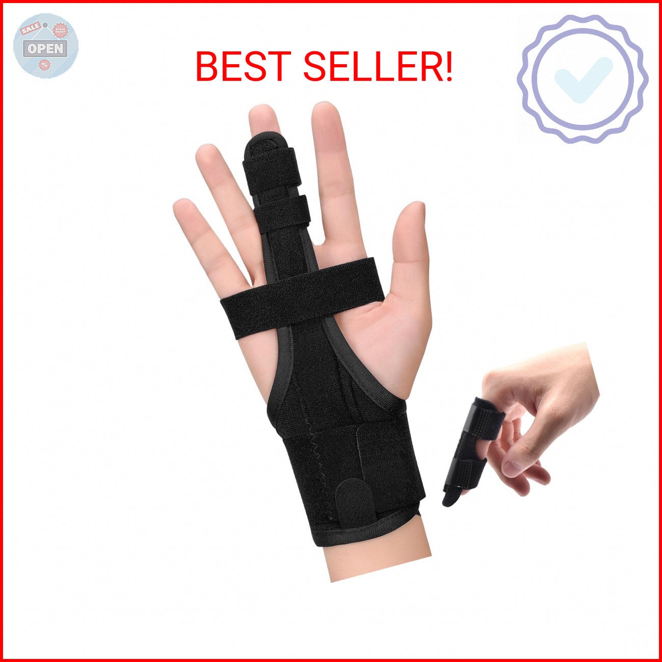 PKSTONE Full Trigger Finger Splint – Hand and Wrist Brace Support for Sprains, P
