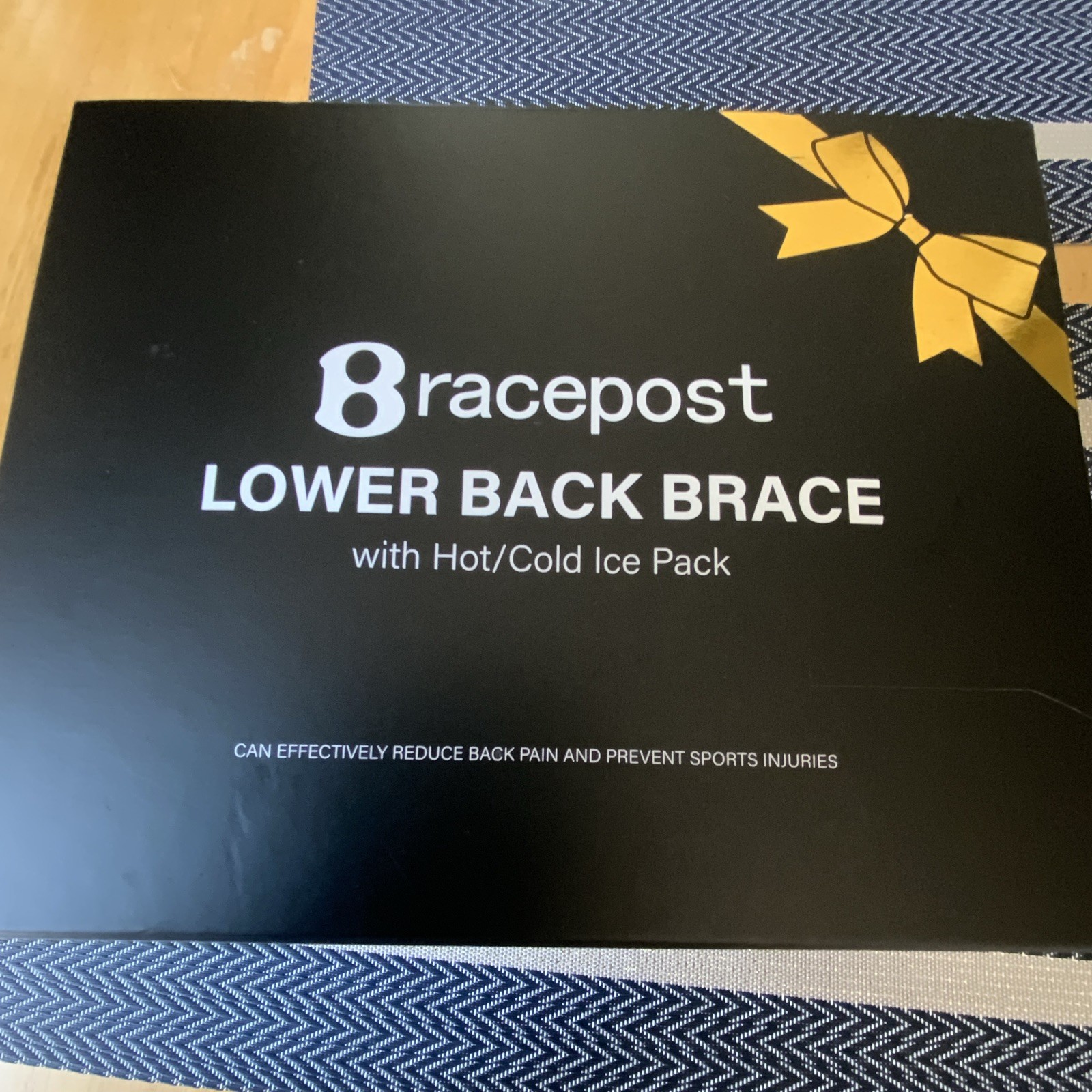 Bracepost Lower Back Brace, Adjustable Hot/Cold Pack, One Size, Black/Blue