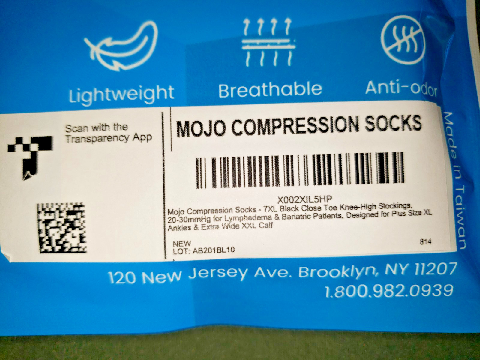 Mojo Medical Compression RX Socks Unisex 20-30mmHg, Knee High Black size 7XL