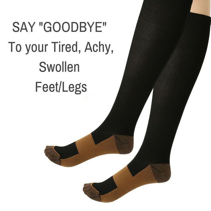 (6 Pairs) Copper Compression Socks Graduated Support 20-30mmHg Mens Womens S-XXL