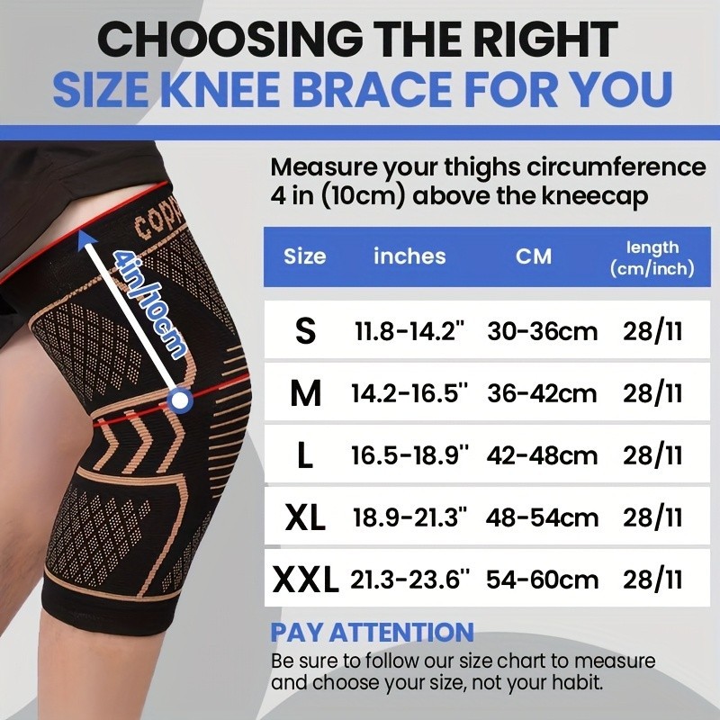 2 Pack Copper Compression Knee Sleeves Elastic Breathable Sports Support