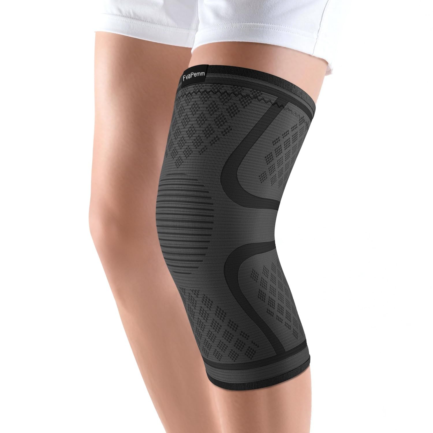 FvaPemm Knee Brace for Women & Men, Compression Sleeve Large, Black