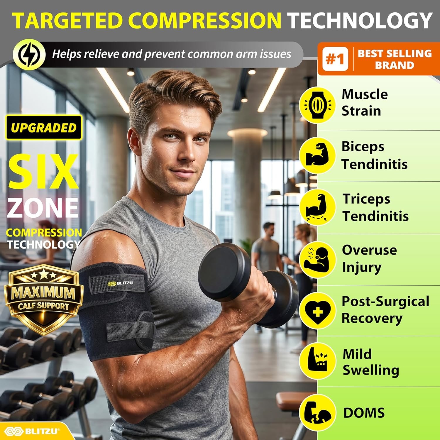 Bicep Tendonitis Brace Upper Arm Wrap Tricep Compression Sleeve Support