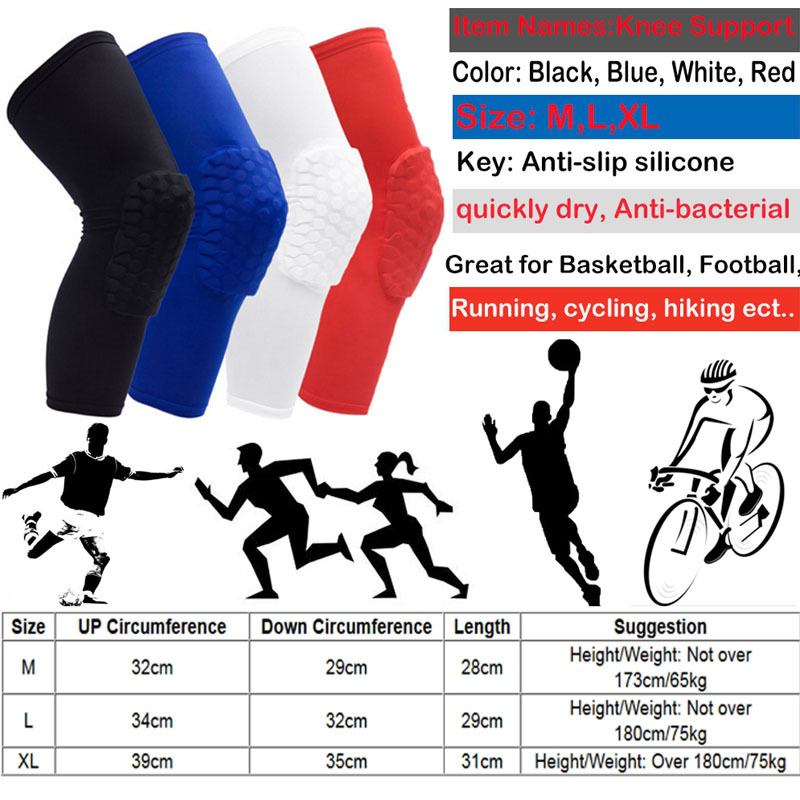 Honeycomb Knee Crashproof Antislip Basketball Leg Long Sleeve Hex Protector Gear