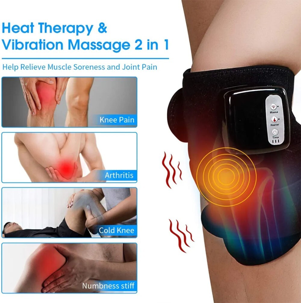 Rechargeable Electric Heating Vibration Knee Joint Brace Leg Therapy Massager