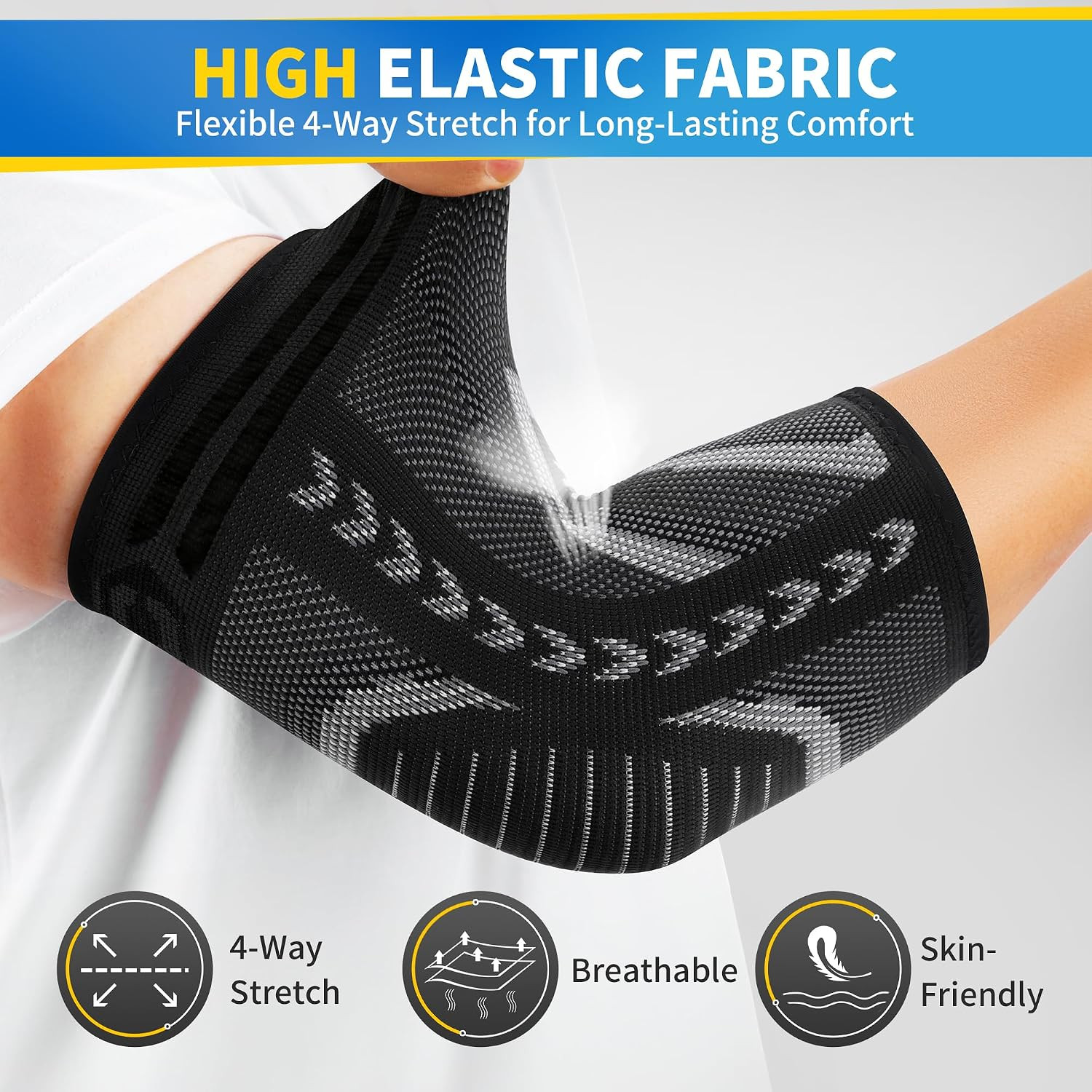 CAMBIVO 2 Pack Elbow Brace Compression Sleeve for Tendonitis & Tennis Elbow