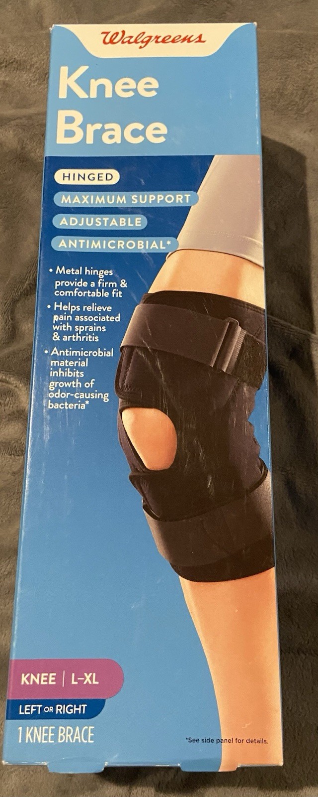 Walgreens Hinged Maximum Support Adjustable Antimicrobial Knee Brace L/XL