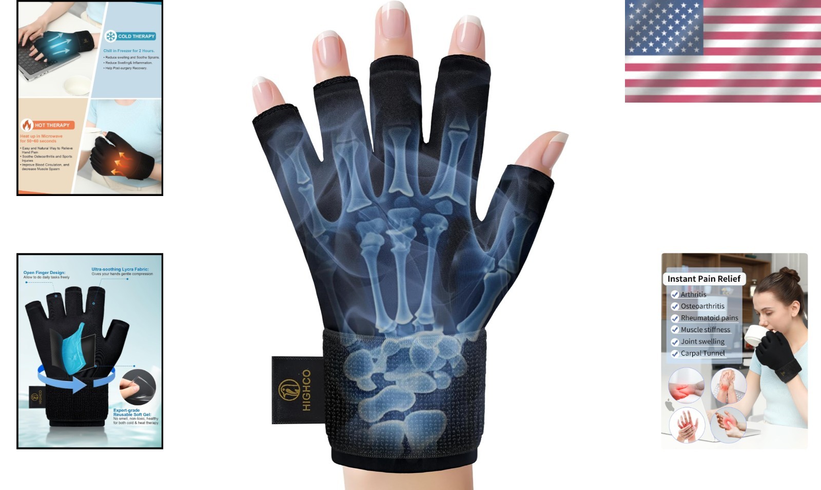 Adjustable Hand LCE Pack Glove for Arthritis Relief – Reusable Hot/Cold Therapy