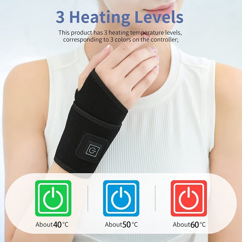 2x Wrist Heated Brace Wrist Warmer Electric Heated Wrap Wrist Heating Pads