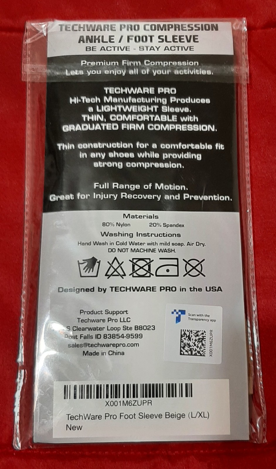 TechWare Pro Ankle Brace Compression Sleeve~Relieves Achilles Tendonitis Sz L/XL