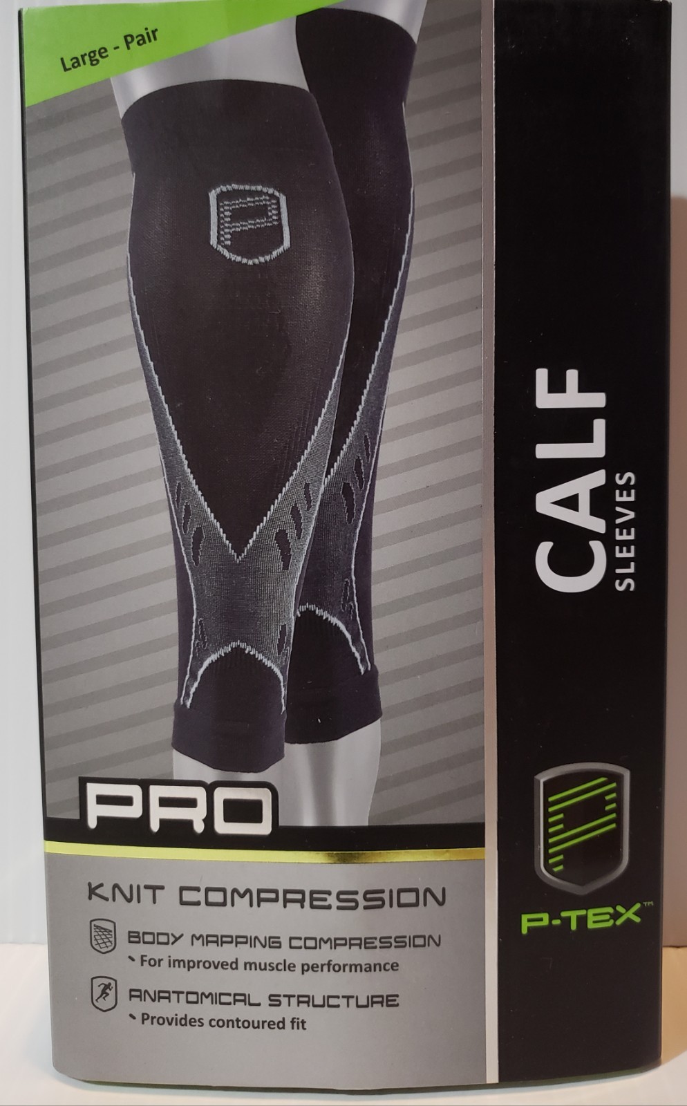 P-TEX PRO KNIT COMPRESSION CALF SLEEVES **P-TEXC500*LARGE PAIR “”BLACK
