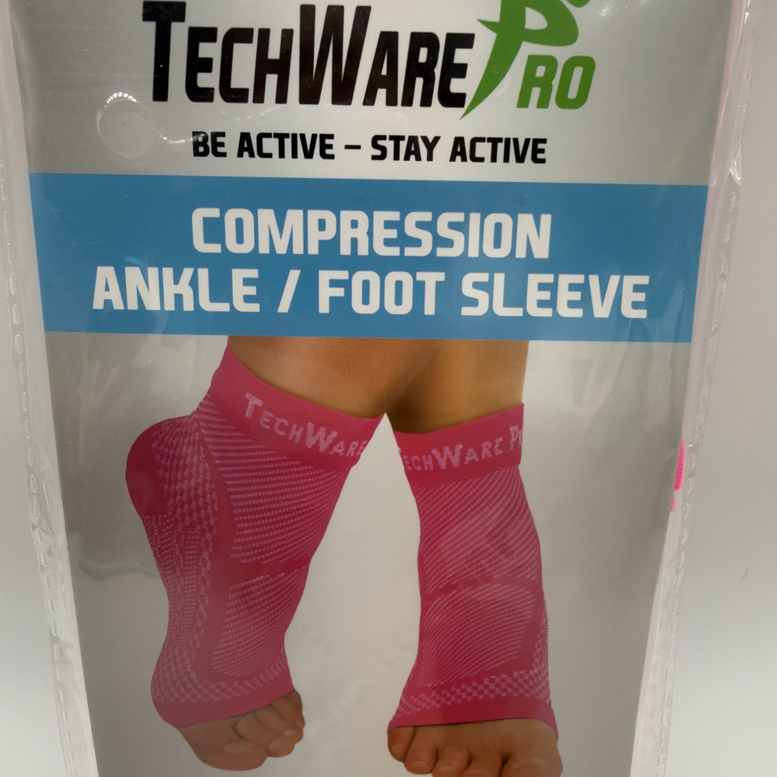 TechWare Pro Compression Ankle/Foot Sleeve – Unisex – Large/XL – PINK