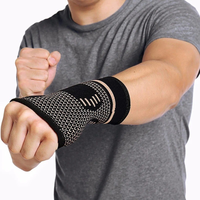 Copper Wrist Support Brace Compression Sleeve Arthritis Carpal Tunnel Relief