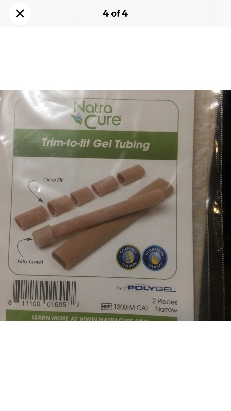 NatraCure Trim-to-Fit Gel Tubing absorbs pressure & friction help ease Pain
