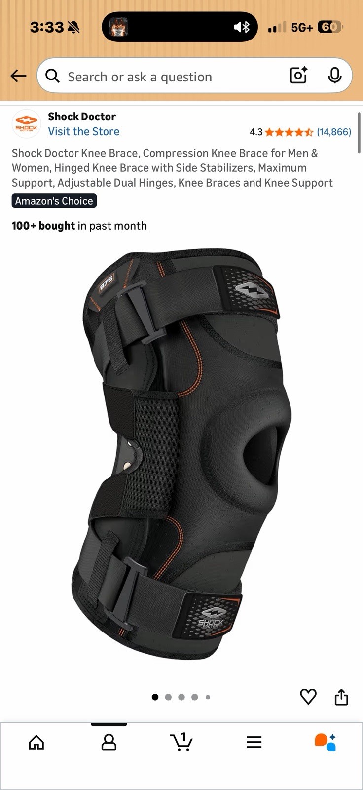 Shock Doctor Hinged Knee Brace 875 MAXIMUM Support Level 3 Size XL
