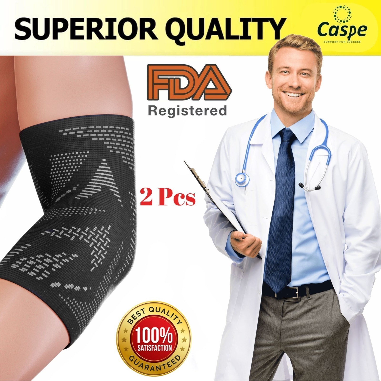 2 Pcs Elbow Brace Compression Support Sleeve Fit Arthritis Tendonitis Joint Pain