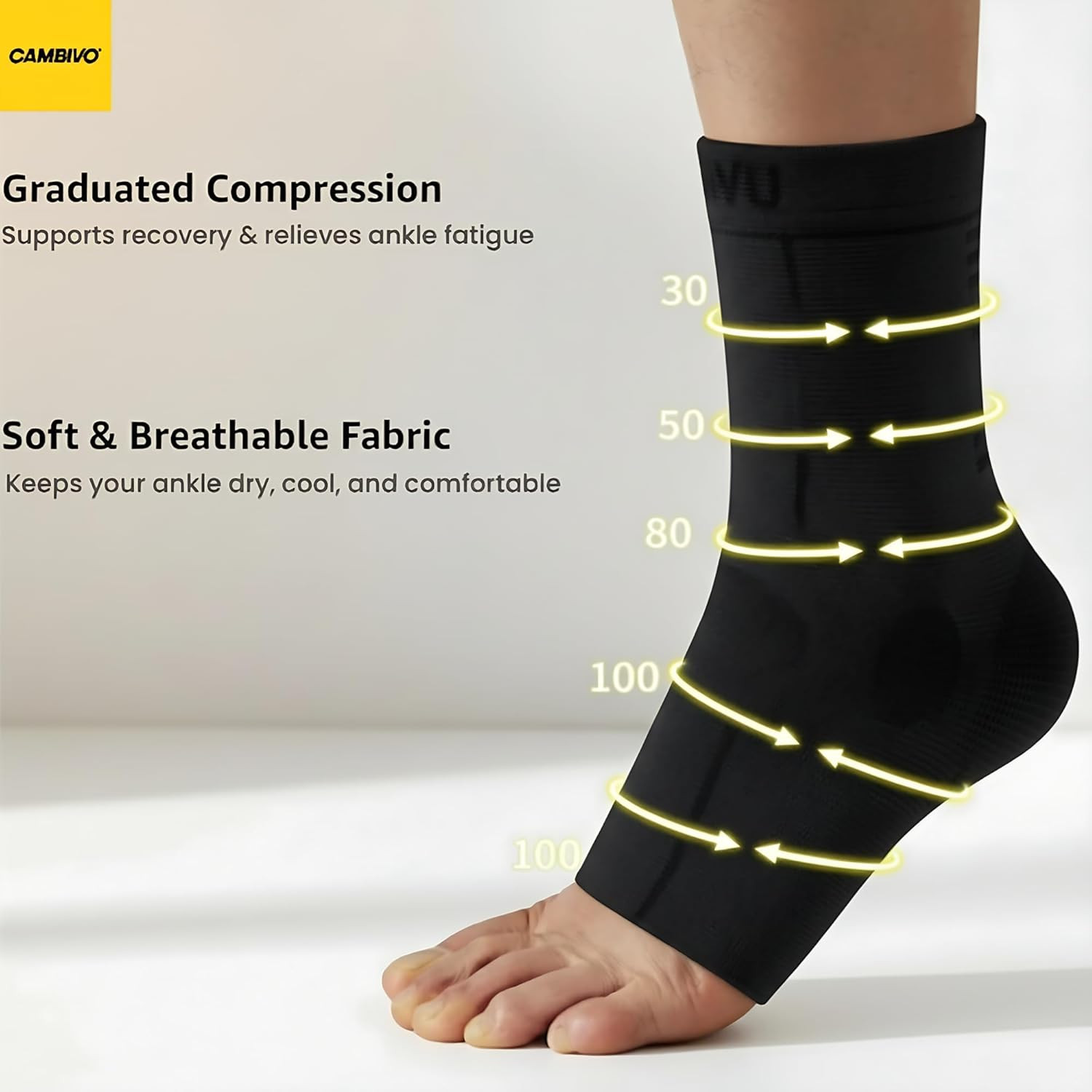 1 Pair Ankle Compression Sleeve for Men & Women – Soft, Breathable Support for P