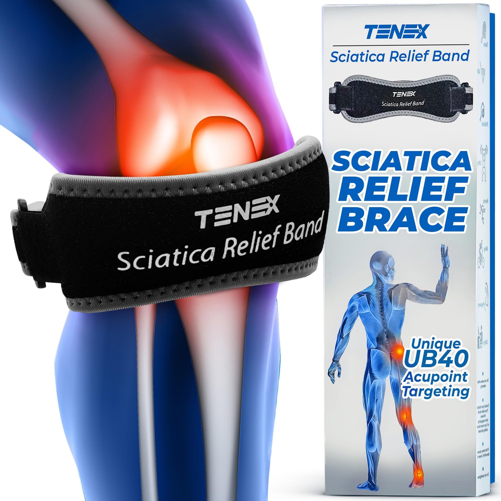 TENEX SRB Sciatica Pain Relief Band, Non-Slip Leg Brace for Sciatic Nerve