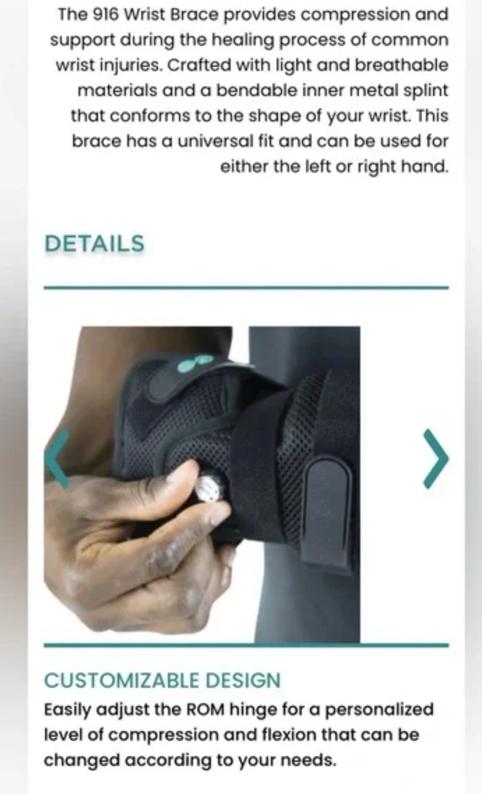 CoreTech 916 Wrist Brace Support Carpal Tunnel Pain Relief Adjustable One Size