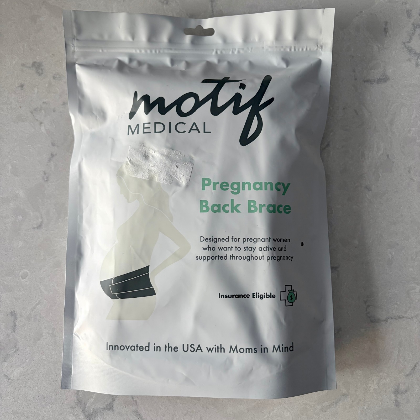 Motif Medical Pregnancy Back Brace Support Band Medium White – BRAND NEW SEALED
