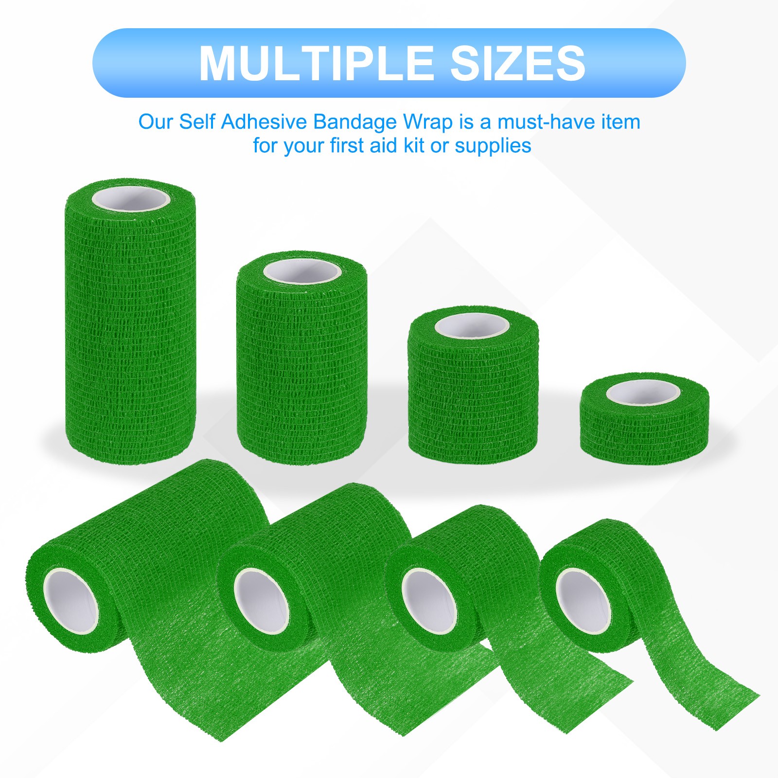 1″/2″/3″/4″ 4 Pcs 5 Yard Self Adhesive Bandage Wrap Self Tape Emerald Green
