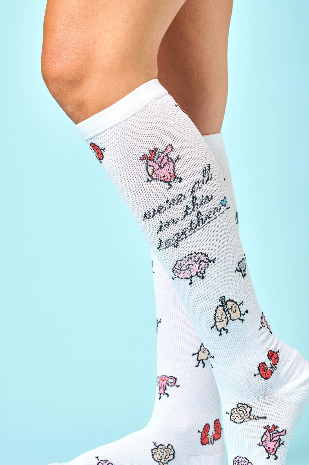 Nurse Mates Women’s Calf Socks | 12-14 mmHg Compression One Size, Organ Party