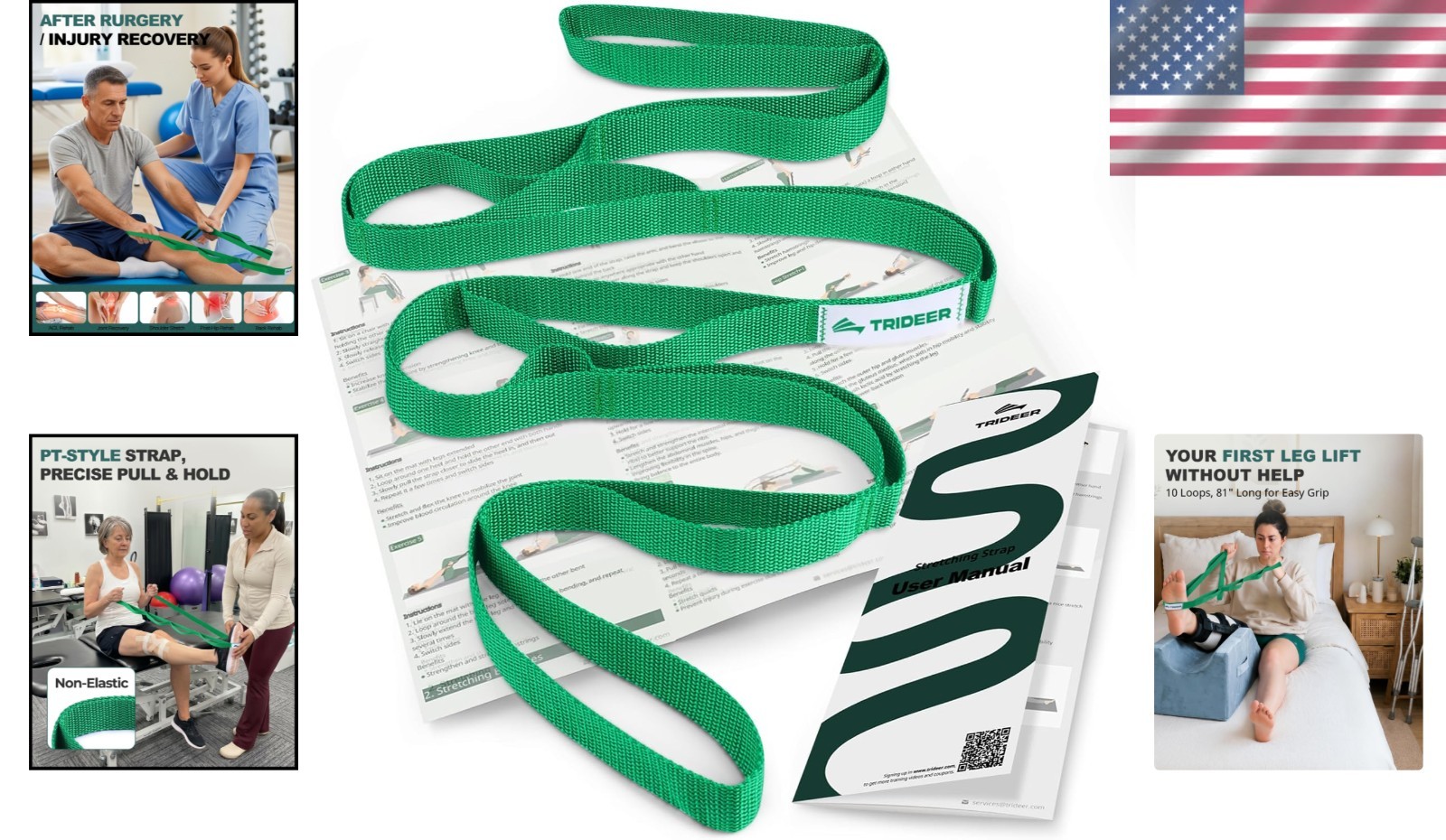 Quality Light Green Stretching Strap for Enhanced Flexibility & Safety
