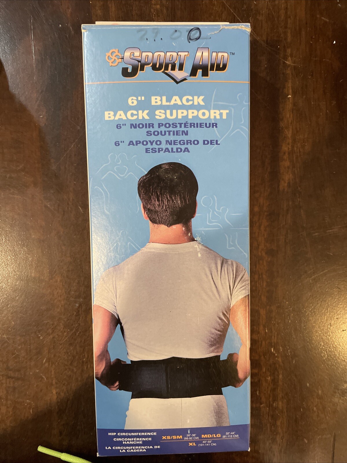 Sport Aid 6″ Black Back Support X-Small/Small (26-36″ Hip Circ.)