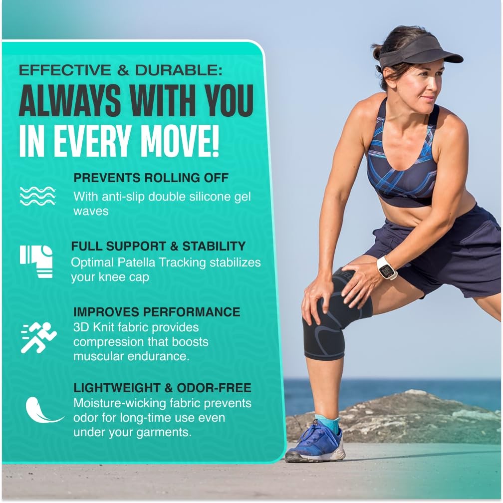 Modvel 2 Pack Knee Brace for Women & Men – Workout Knees XX-Large, Black