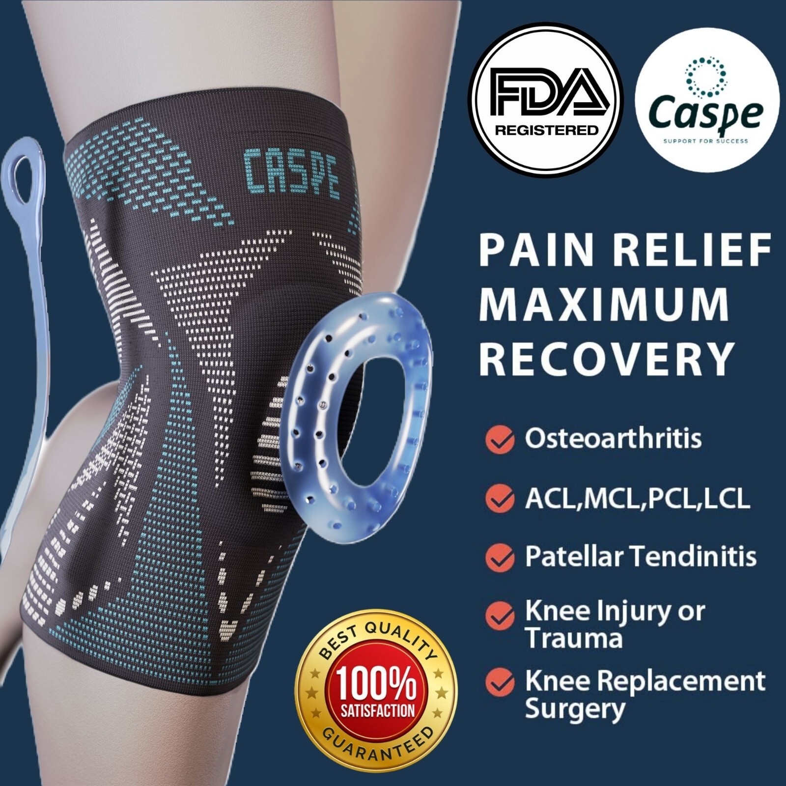 Knee Sleeve Compression Brace Support For Sport Gym Joint Pain Arthritis Relief