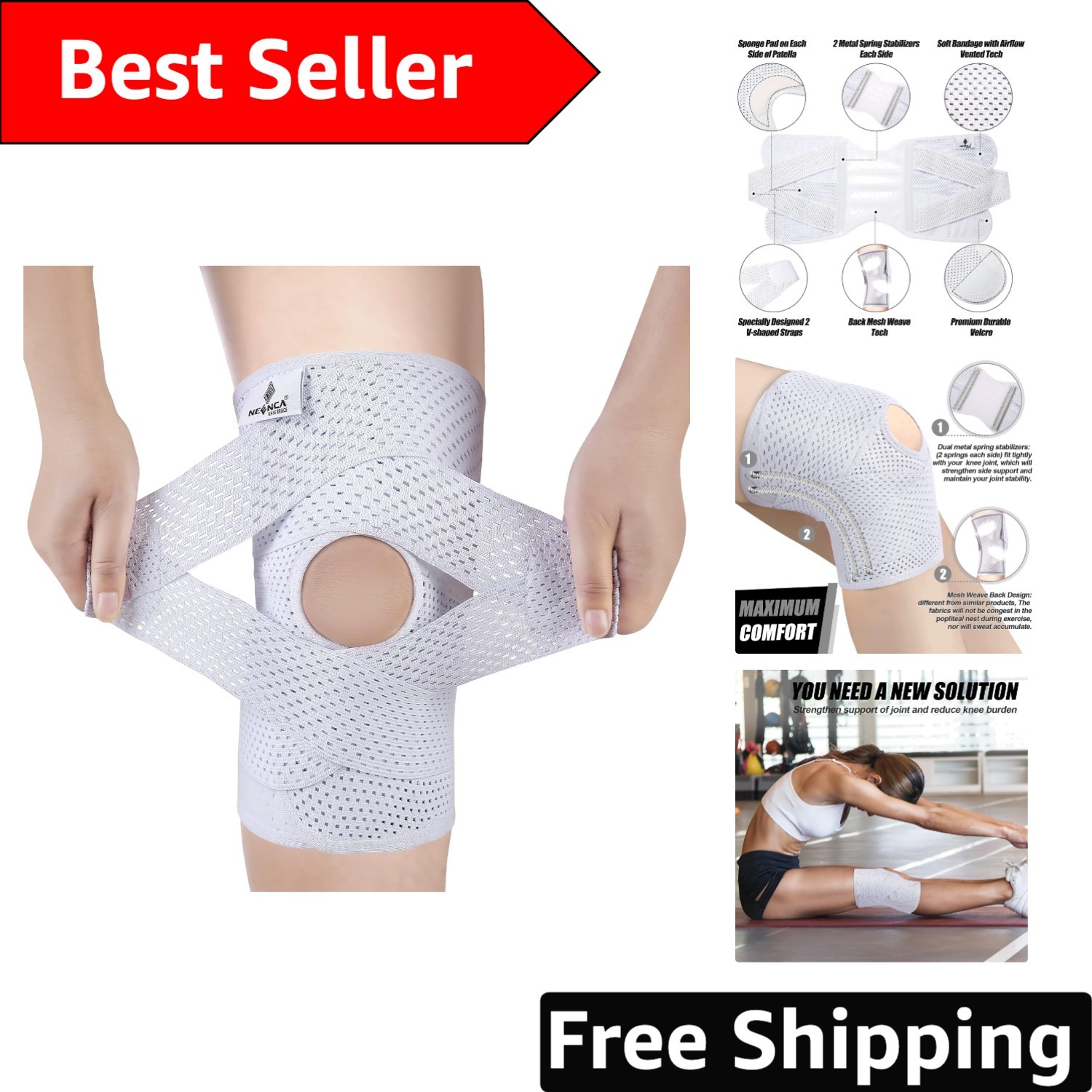 Adjustable Knee Brace with Air Mesh Fabric – Perfect for Sports & Recovery
