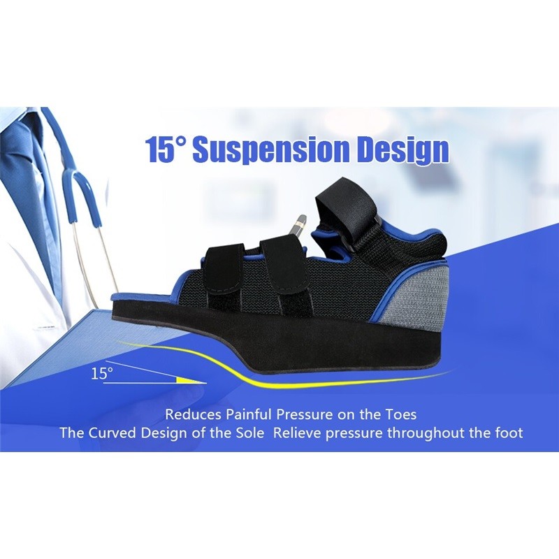 Post Op Shoe Forefoot Off-Loading Boot Fracture Recovery Black/Blue S M L