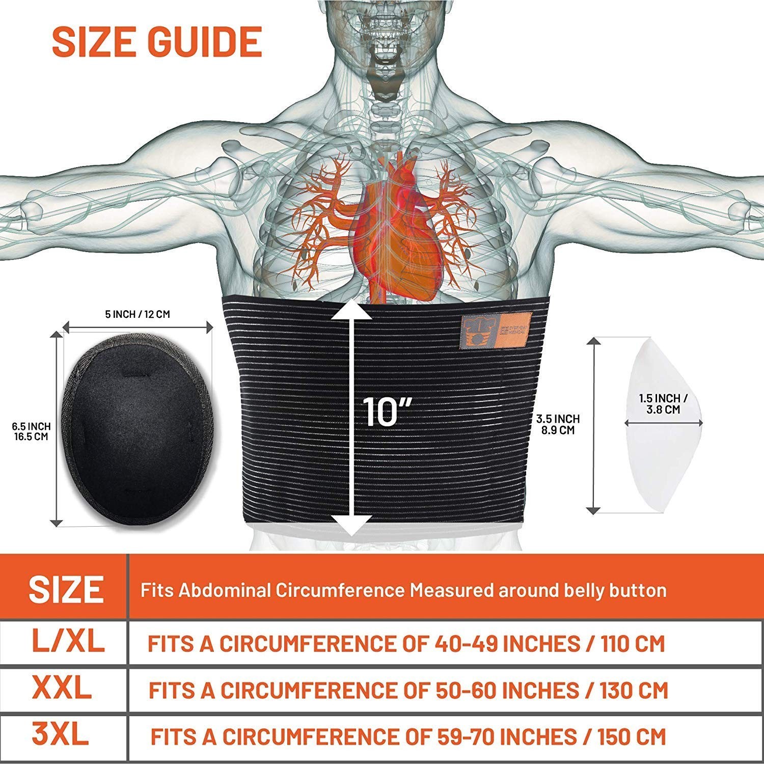 Plus Size Umbilical Hernia Belt for Women | Hernia Binder for Men | Navel, Ve…