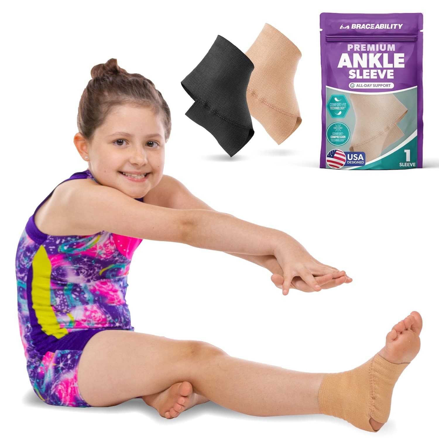 Elastic Ankle Brace – Lightweight Slip on Foot and Ankle Compression Sleeve f…