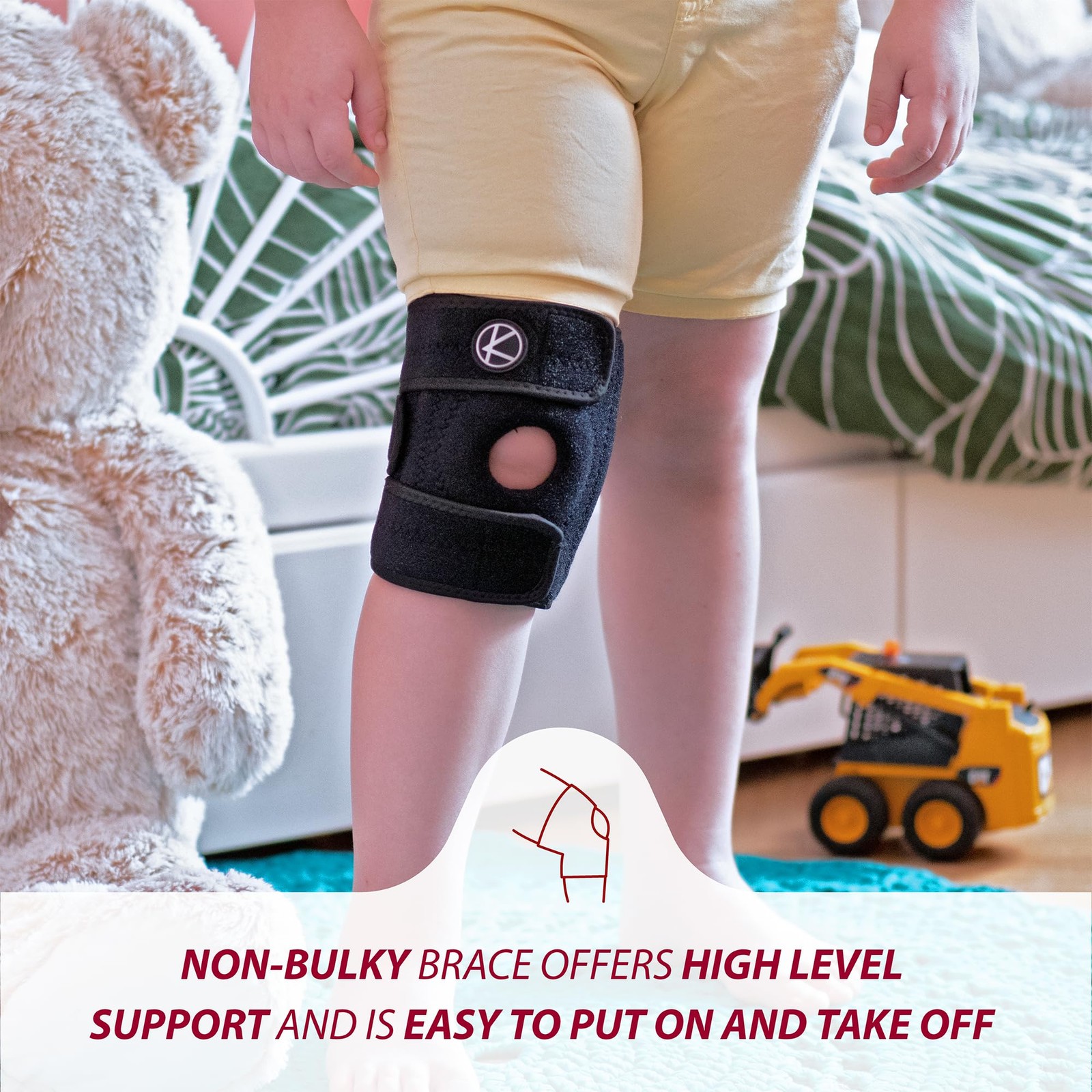 Kids Knee Brace Youth Sports Pain Patella Adjustable Compression Support Black