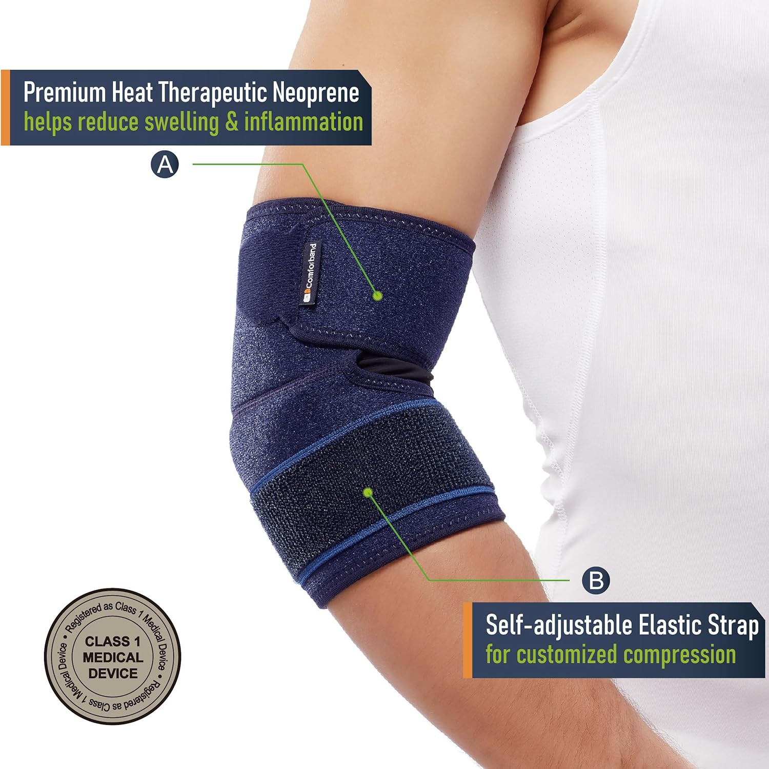 ​ Adjustable Elbow Brace – Targeted Support for Tennis Elbow, Golfer’s Elbow, Te