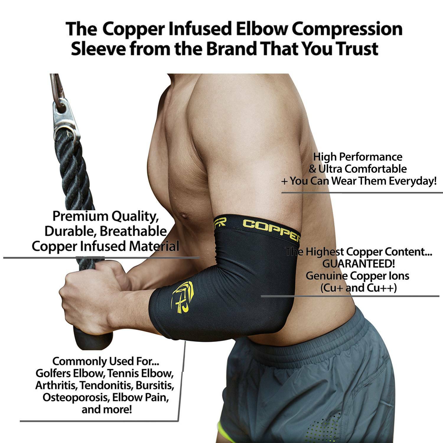Copper CFR Knee Support Brace for Copper Elbow Compression Sleeve Kneecap Sports