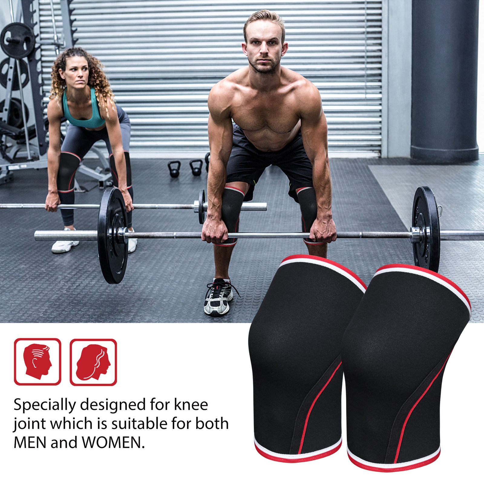 2 Pack Knee Sleeves Support Compression Weightlifting 7mm Neoprene Sleeve Sport