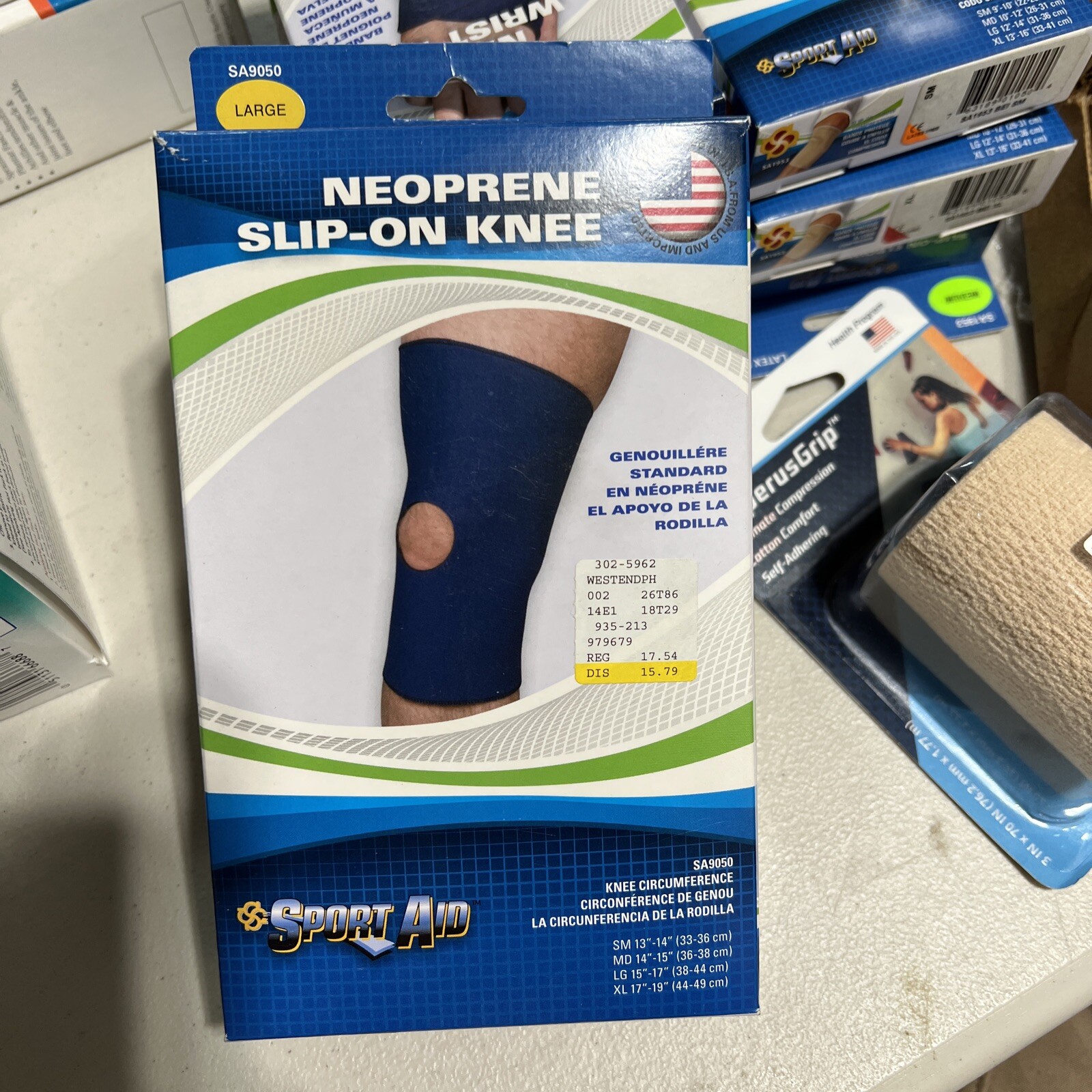 Sport Aid SA9050 Neoprene Slip On Knee Brace Support Open Patella Large 1 ct