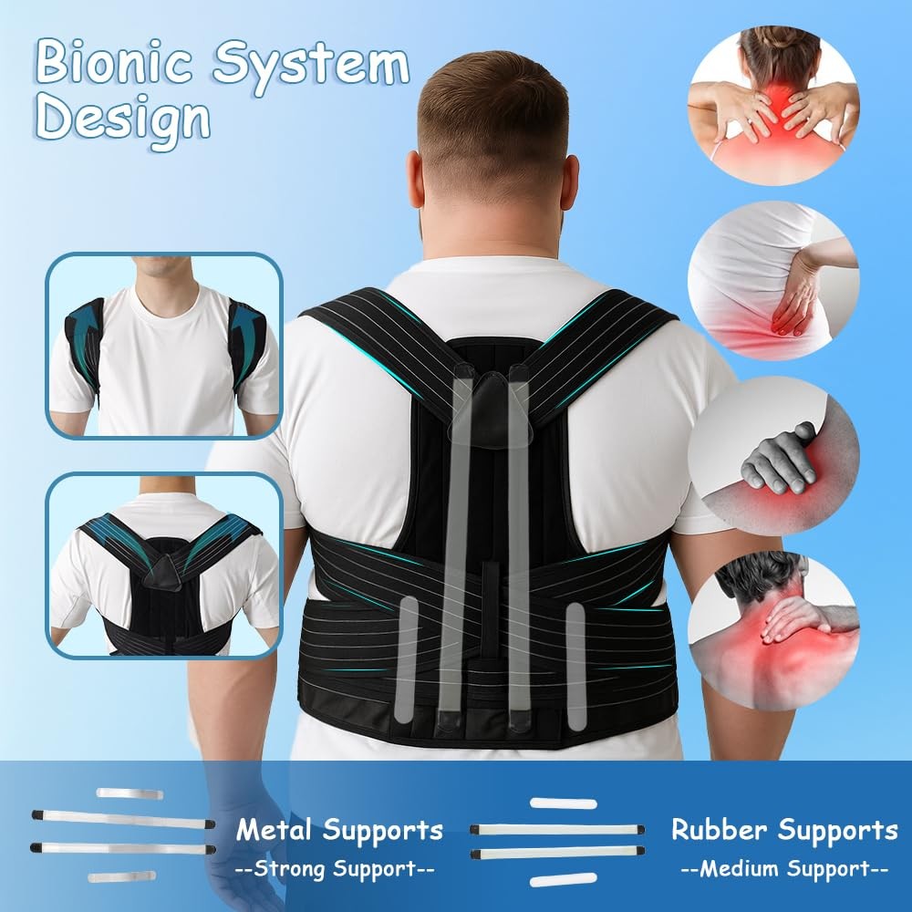 Plus Size Posture Corrector for Women & Men, Adjustable XXXXX-Large, Black