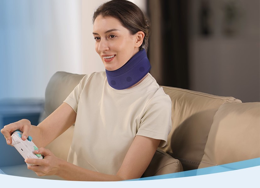 VELPEAU Neck Brace Cervical Collar Blue Medium Soft Foam Neck Support