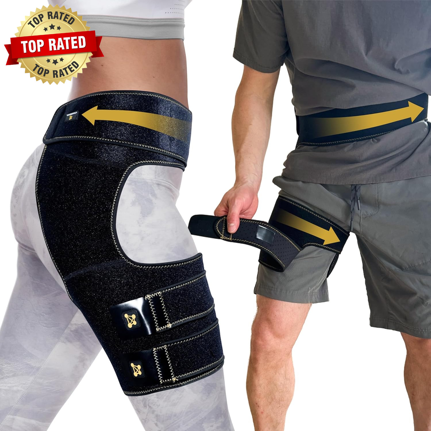 Adjustable Hip Brace for Women and Men, Black, One Size-Hip Support Brace for Gr