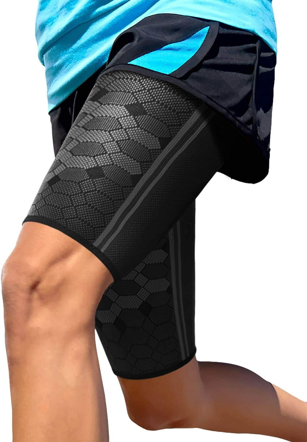 Premium Thigh Compression Sleeves – Hamstring Support – Breathable – Black