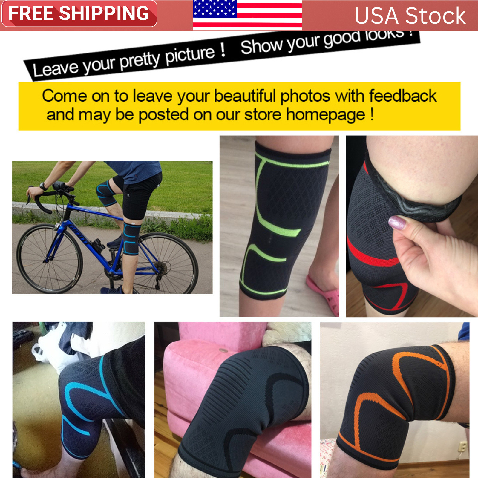 2 Pack Knee Compression Sleeves Brace Support for Men Women Arthritis Running