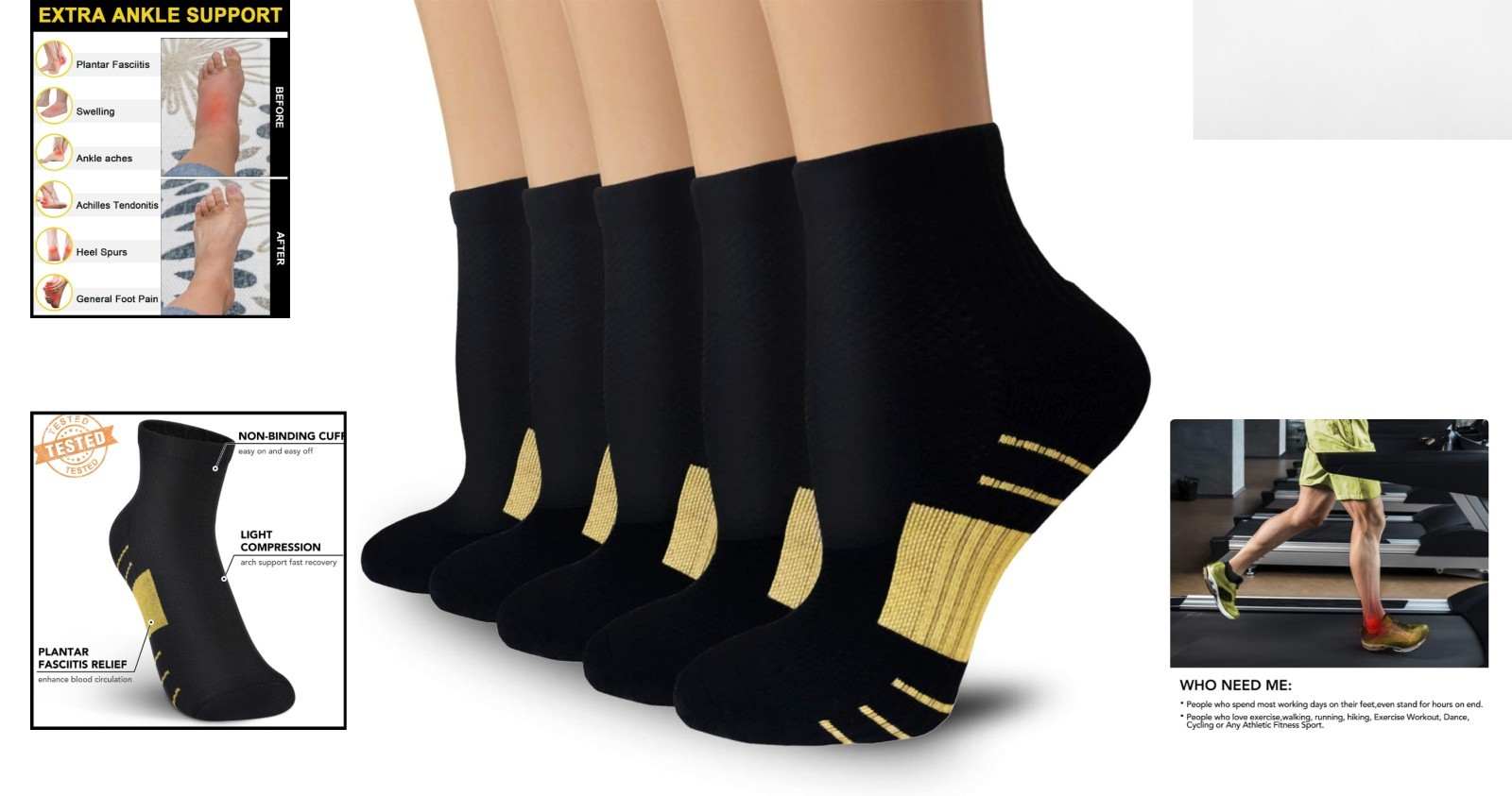 Compression Therapy Socks – 5 Pairs Copper Support for Athletes & Everyday Use