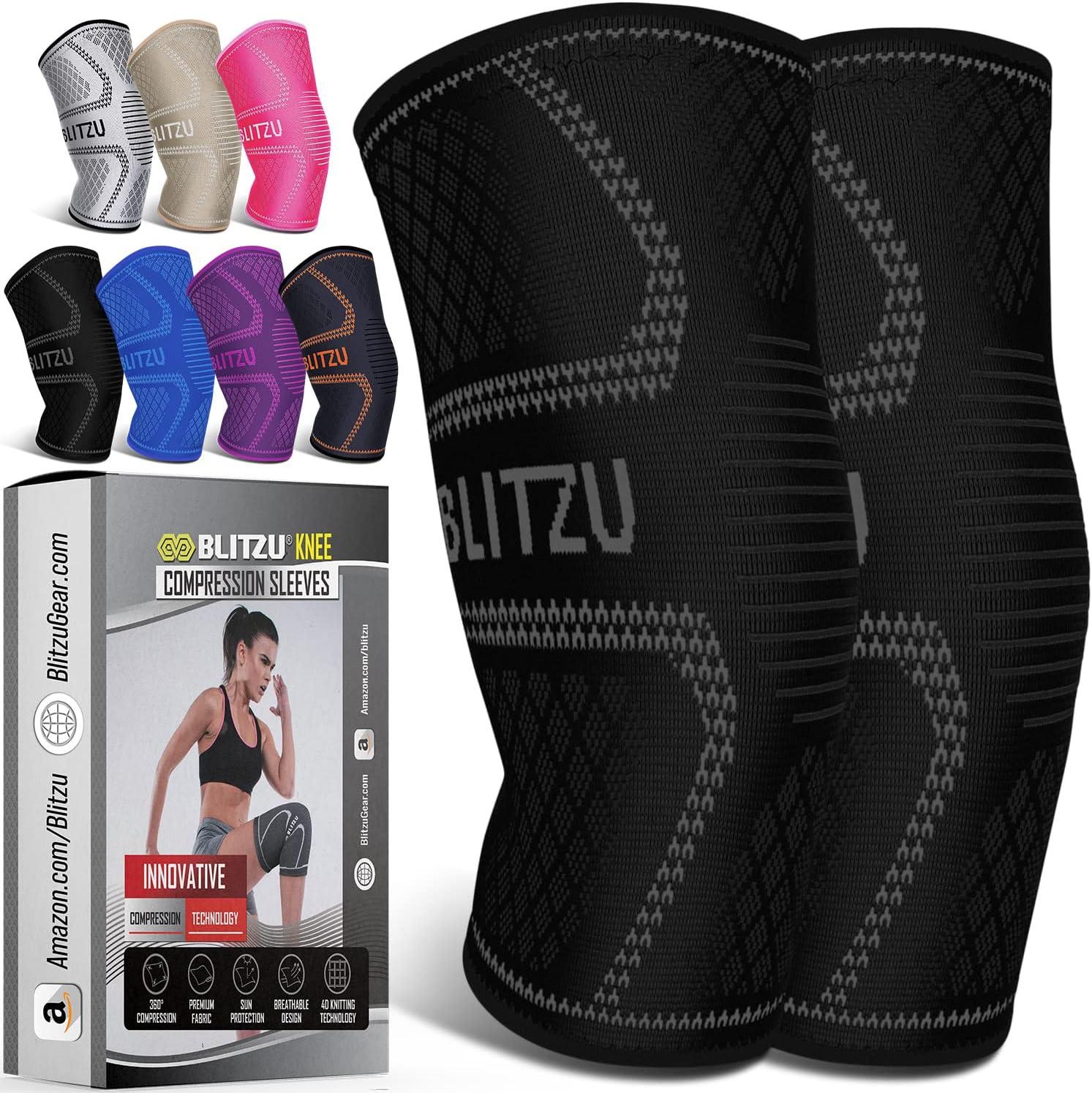 2 Pack Compression Knee Brace Knee Support Sleeve Pain Relief Running Workout