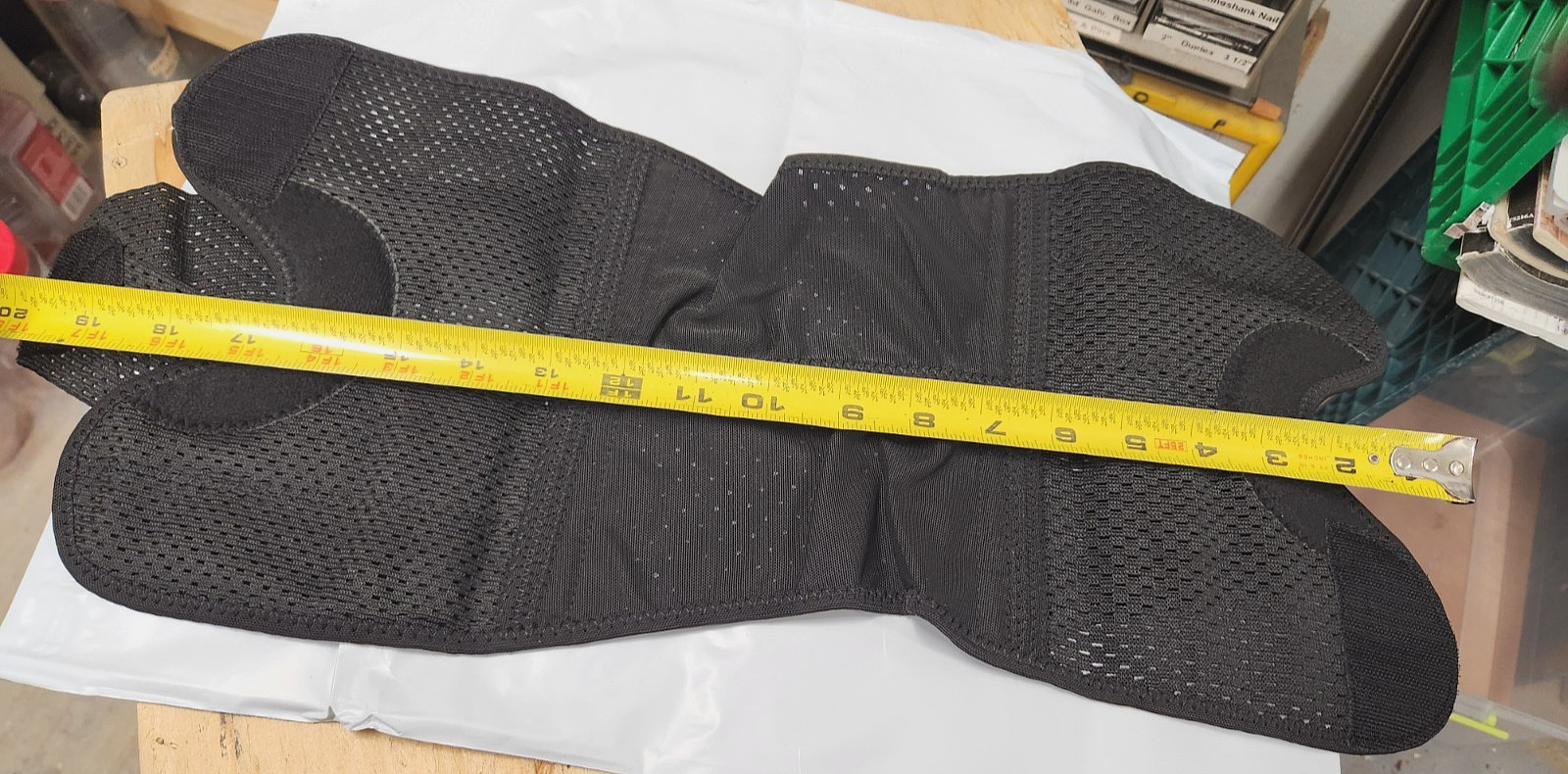 Item #857-A Adjustable Back Brace, Stretchy, Hook & Loop fastening, new in pack
